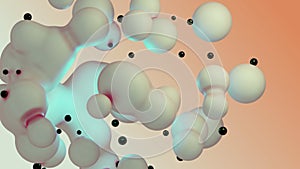 Liquid fluid dynamic abstract animated white metaball floating spheres blobs drops bubbles in transition deformation