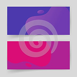 Liquid fluid shapes abstract elements design vivid dark blue purple colorful vector, brochure cards horizontal template photo