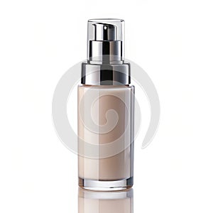 Liquid foundation bottle with pump on white background