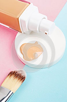 Liquid foundation makeup with brush