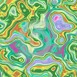 Liquid fractal in bright and vibrant colors in shades of green,