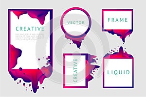 Liquid frames set isolated on white. Abstract design element with color fluid. Vibran color gradient.