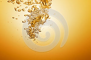 Liquid Gold Bubbles in Water or Oil