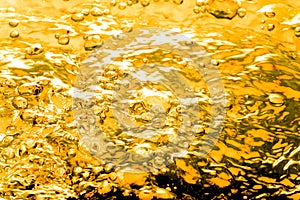 Liquid Gold Bubbles in Water or Oil