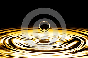 Liquid gold drop and ripple