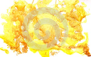 Liquid gold handmade gouache watercolor yellow orange bright sunny summer background