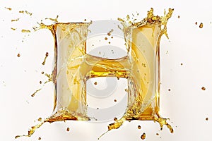 Liquid Gold Letter H Splash Fluid Typeface, Letterform, Isolated, Transparent Back photo