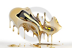 Liquid gold metallic splashes. AI Generated