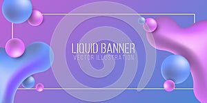 Liquid gradient shapes on a purple and blue background. Futuristic banner. Fluid concept. Vector illustration