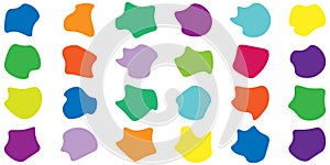 Blob shape set. Simple fluid circle shape, trendy wrap circle, blob shape element collection. Liquid irregular blob shapes