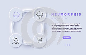 Liquid line icon. Clouds, rain, hail, glass, drop, water, sea. Neomorphism steyle. Vector line icon for Business