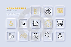 Liquid line icon. Test tube, water, humidification, recycling, bottle, glass, ecology. Neomorphism steyle. Vector line icon for