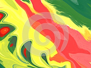 Liquid Liquified Effect Abstract Background In Rastafarian Color