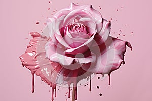 liquid makeup or paint on a rose, AI generated