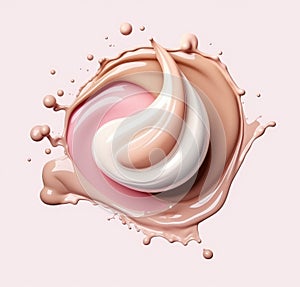 Liquid makeup with splash of milk and foundation. Generative AI