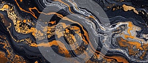 Liquid Marble Texture Background In Gold, Black And Silver