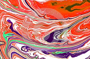 Liquid marbling acrylic paint background. Fluid painting abstract texture.