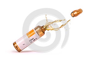 Liquid medicine dripping from broken ampule