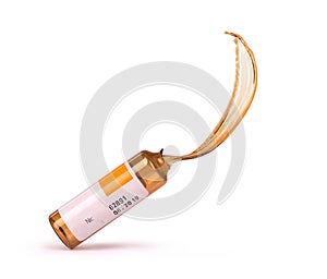 Liquid medicine dripping from broken ampule