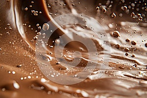 Liquid melted chocolate texture background. Generative Ai