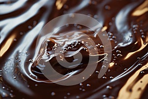 Liquid melted chocolate texture background. Generative Ai