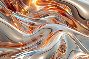 Liquid Metal 3d Shapes, Longing, Balance, Fluctuation Concept, Color Flowing Shapes