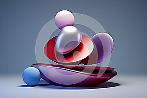 Liquid Metal 3d Shapes, Longing, Balance, Fluctuation Concept, Purple Flowing and Variability Shape