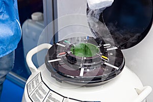 Liquid nitrogen cryogenic tank at laboratory photo