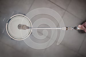 Liquid nitrogen technician fills container