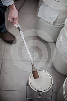 Liquid nitrogen technician fills container
