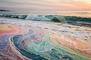 Liquid paints blending gently photo