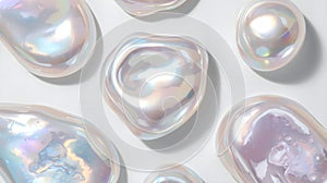 Liquid Pearl Blobs Shimmering With Soft Metallic Microtexture