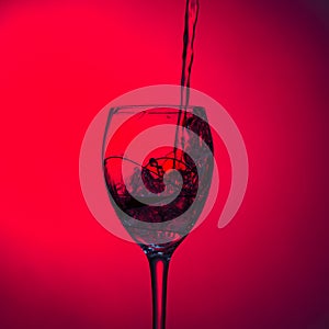 Liquid poured into a wine glass