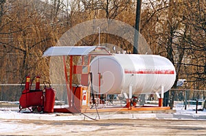 Liquid propane gas station - winter view