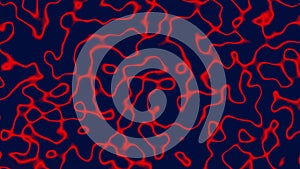 Liquid red rounded shapes looks like cell division on dark blue background. Abstract vibrant illustration pattern backdrop and