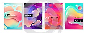 Liquid shape poster. Abstract fluid free shapes color flux minimal paint spots dynamic forms graphic modern background photo