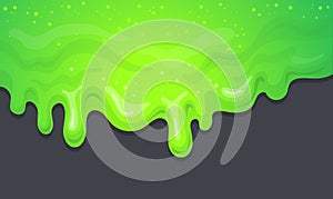Liquid slime background. Cartoon green drip goo mucus glitter texture backdrop, gooey liquid drop, falling poison blob