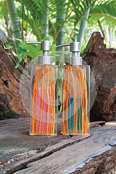 Liquid soap bottles