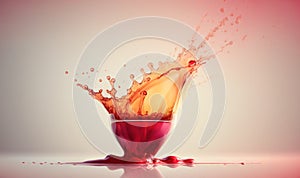 a liquid splashing out of a wine glass on a table