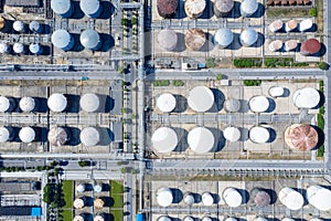 Liquid storage tanks in petrochemical plant