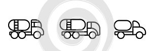 Liquid truck line icon set. fuel transportation symbols. isolated vector images