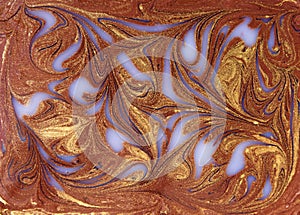 Liquid white and gold marbled pattern. Beige background