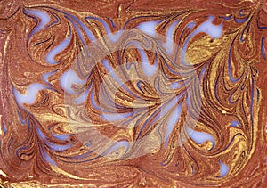 Liquid white and gold marbled pattern. Beige background