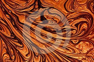 Liquid white and gold marbled pattern. Beige background. Flow, pleasing.