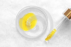 Liquid yellow retinol cosmetic serum
