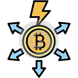 Liquidate icon, Bitcoin related vector illustration