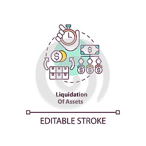 Liquidation of assets concept icon