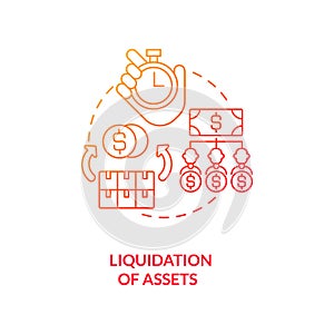 Liquidation of assets red gradient concept icon