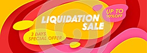 Liquidation Sale Advertising Banner with Typography. Background with Abstract Waves. Branding Template Design