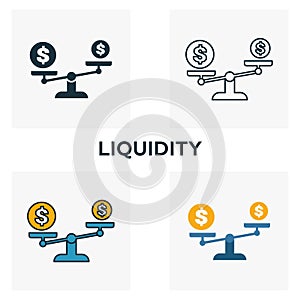 Liquidity outline icon. Thin line element from crowdfunding icons collection. UI and UX. Pixel perfect liquidity icon for web